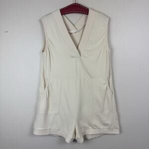 Women’s Ces Femme Comfort Zone Sleeveless V-Neck Knit Romper Cream Large